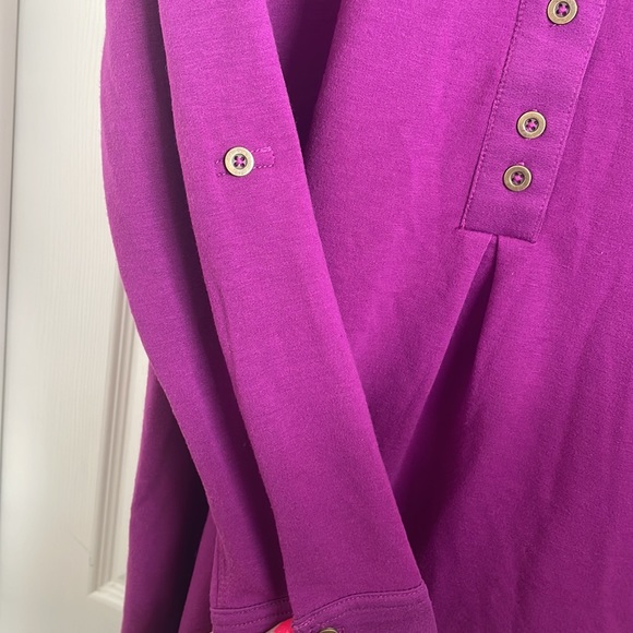 SOFT SURROUNDINGS pretty magenta pink 1/2 button front popover knit blouse - Picture 5 of 9